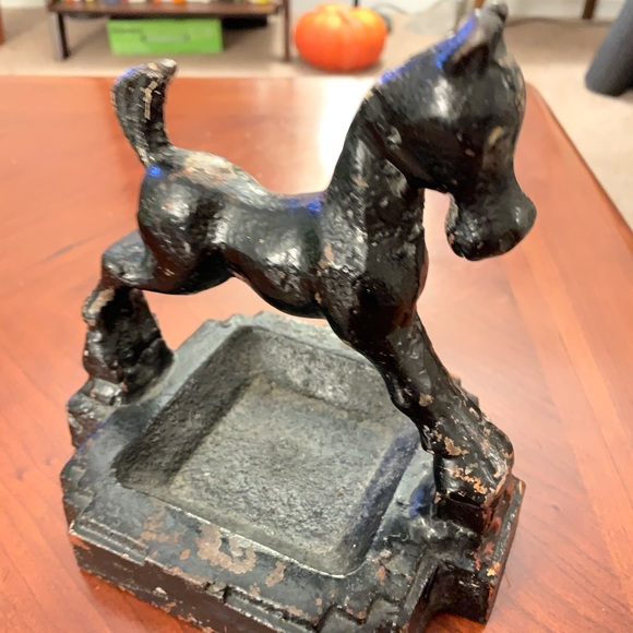Antique cast iron horse doorstop ashtray RARE